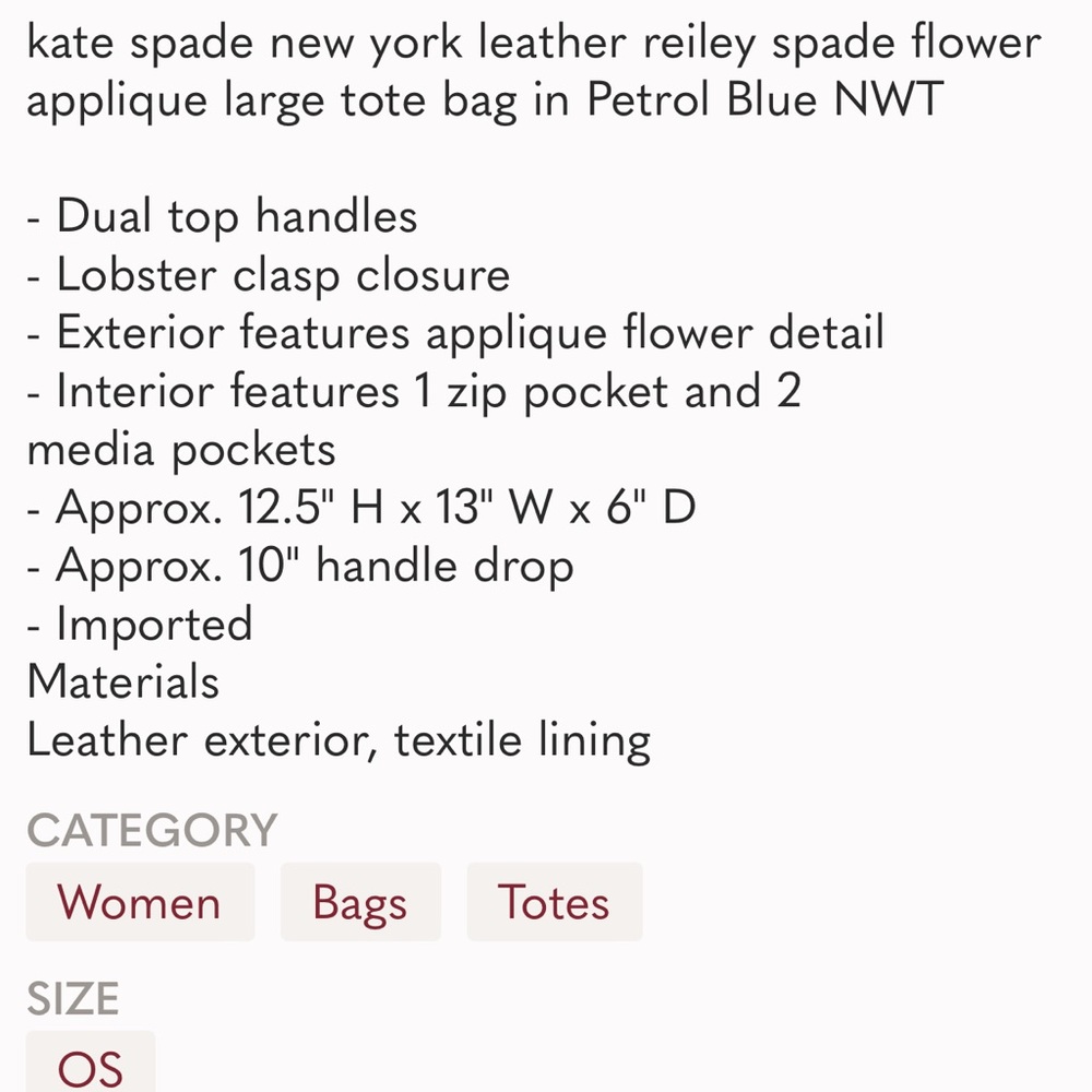 Kate Spade Reiley Flower Tote 1 LEFT! - Picture 6 of 6